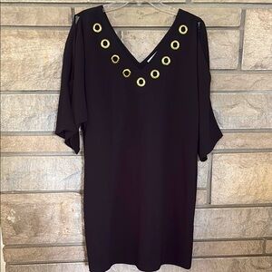 Gianni Bini Black Dress with Gold Grommet Detail